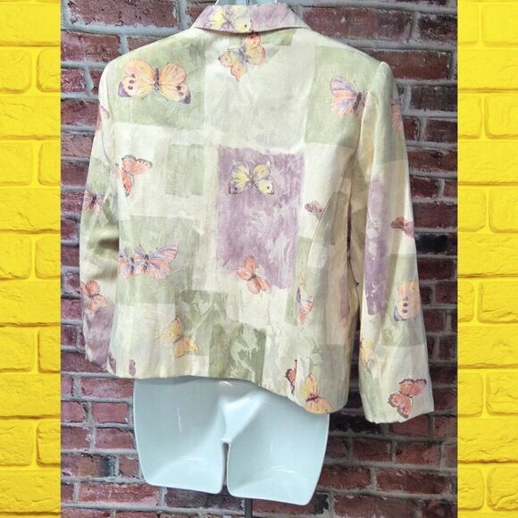 Vintage Women's TOWN & TRAVEL Zip Floral Butterflies Jacket Blazer 16P - Picture 2 of 8